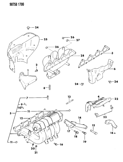 1990 Dodge Colt Manifold - Intake & Exhaust Diagram 3 - Thumbnail