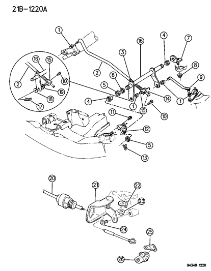 1994 Dodge Ram Wagon Controls , Gearshift , Lower Diagram 2 - Thumbnail