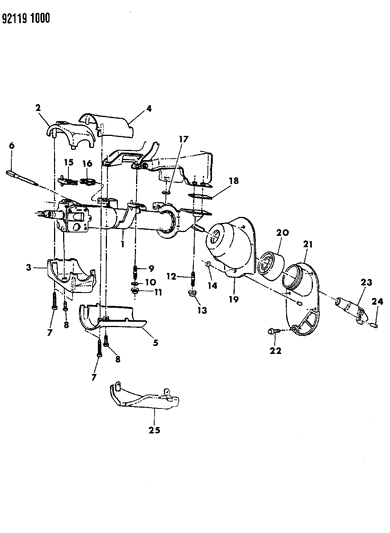 1992 Chrysler LeBaron GTC Column, Steering, Upper And Lower Diagram
