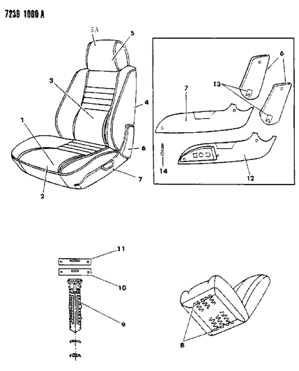 1987 Dodge Daytona Front Seat Diagram 1 - Thumbnail