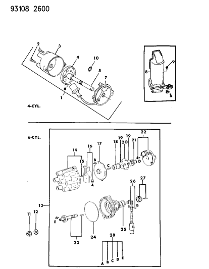 1993 Chrysler LeBaron Distributor Assembly Diagram for R5226575