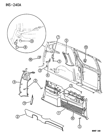 1996 Dodge Caravan Quarter Panel of Interior Trim Diagram 1 - Thumbnail