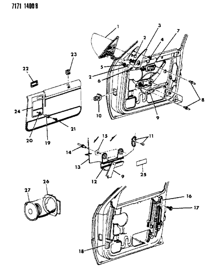 1987 Dodge Shadow Sash Channel Diagram for 4336866