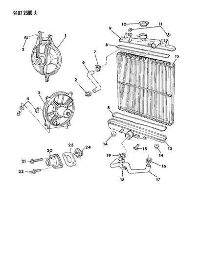 1989 Dodge Caravan Radiator & Related Parts Diagram 1 - Thumbnail