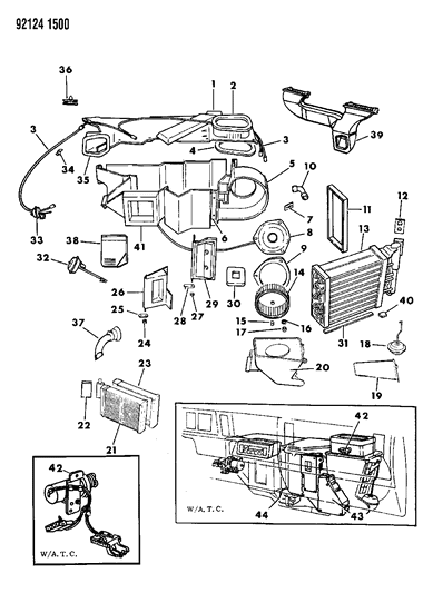 1992 Chrysler LeBaron GTC Air Conditioning & Heater Unit Diagram