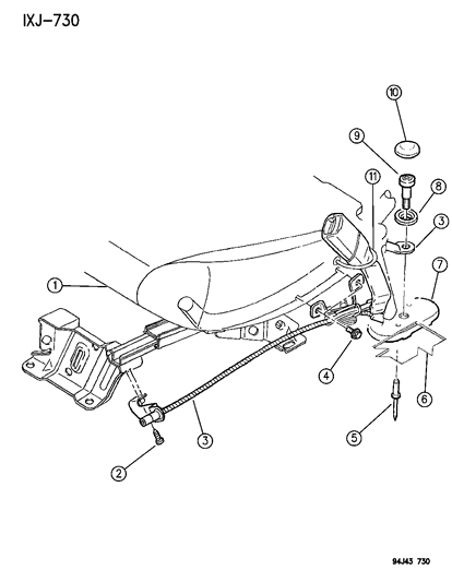 1996 Jeep Cherokee Seat Belts, Front Diagram