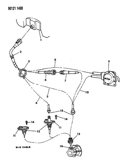 1990 Chrysler LeBaron GTC Cables And Pinion, Speedometer of Manual Transmission Diagram
