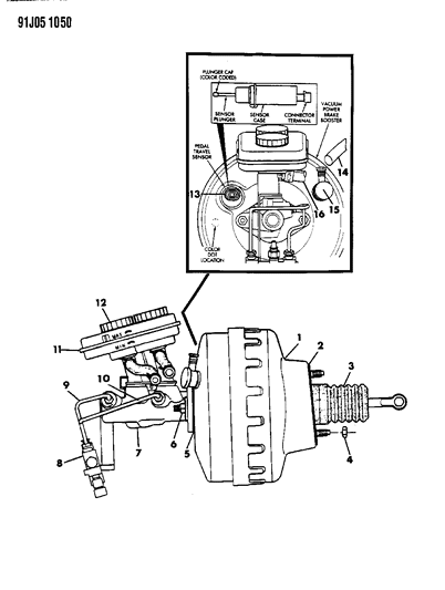 1993 Jeep Grand Cherokee Brake Booster Diagram for 4720868