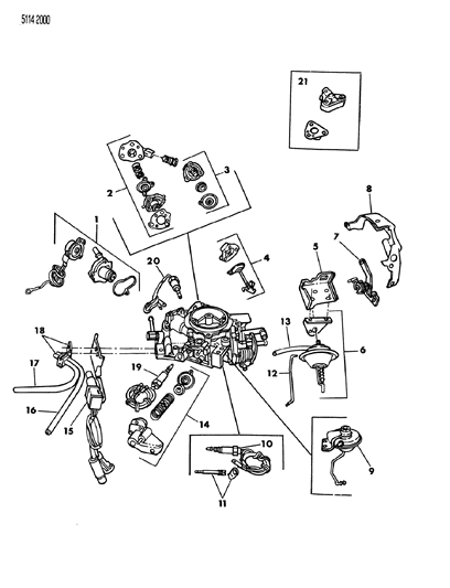 1985 Chrysler Executive Limousine Carburetor External Components Diagram