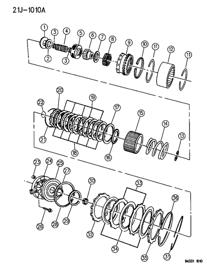 1996 Dodge Ram Wagon Clutch , Overdrive With Gear Train Diagram
