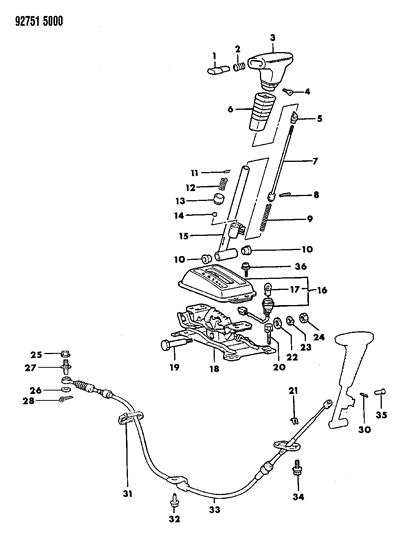 1994 Dodge Colt Controls, Gearshift of Automatic Transmission Diagram 2 - Thumbnail