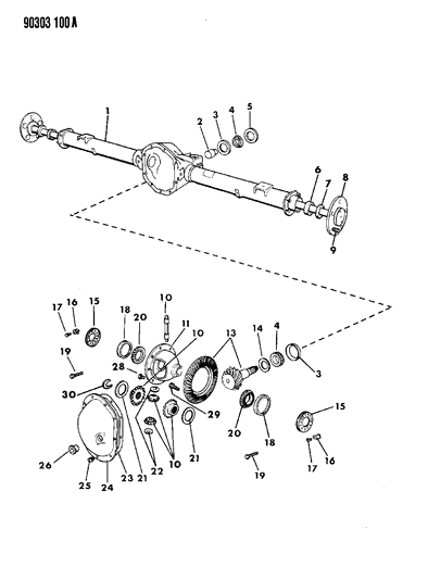 1993 Dodge Dakota Axle, Rear, With Differential And Carrier Diagram 1 - Thumbnail