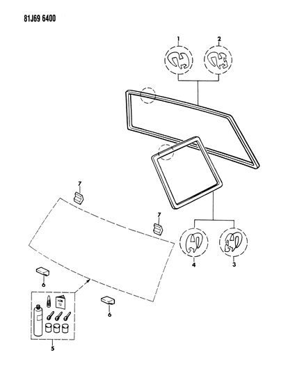 1986 Jeep Wagoneer Seals - Quarter & Lift Door Window Diagram