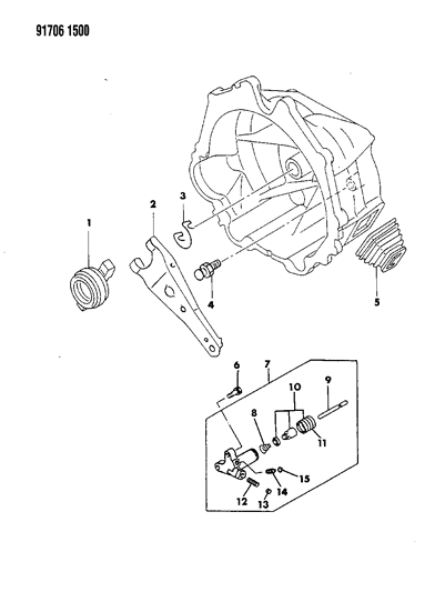 1991 Dodge Ram 50 Controls, Clutch Diagram 1 - Thumbnail