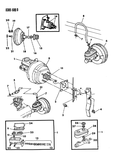 1989 Dodge D150 Brake Booster Diagram for 4485125
