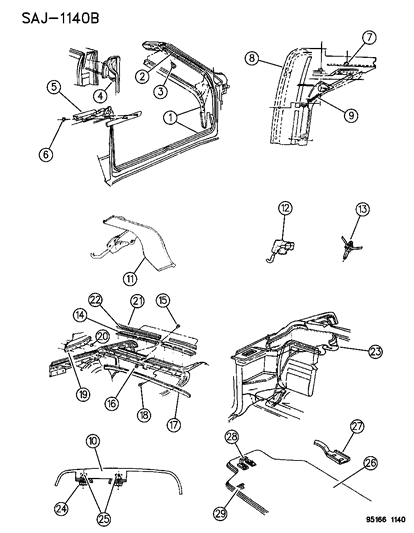 1995 Chrysler LeBaron Door Weatherstrip Diagram for 4658770