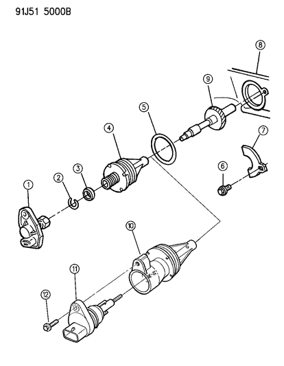 1992 Jeep Cherokee Pinion Assembly, Speedometer Drive (See Illustration 2600) Diagram for 52067637