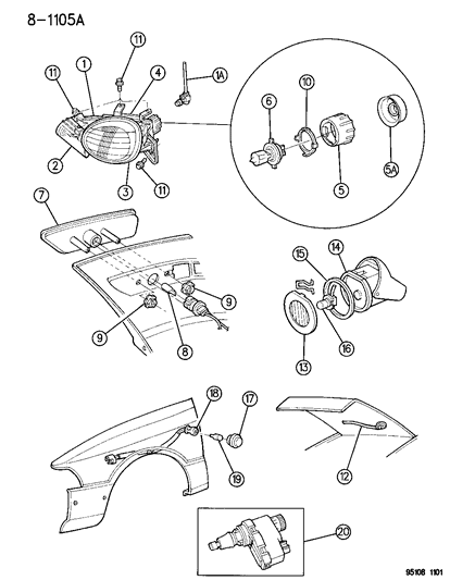 1995 Dodge Neon Lamp, Front Fender Side Repeater, Europe Diagram for 5303260
