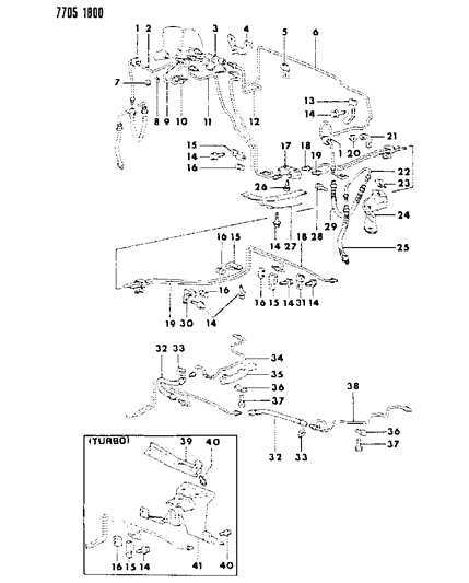 1987 Dodge Colt Clip, Brake Fluid Line Diagram for MB344587