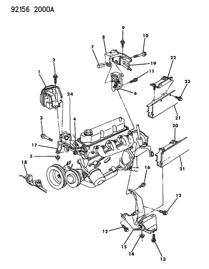 1992 Dodge Grand Caravan Front Bracket Diagram for 4612005