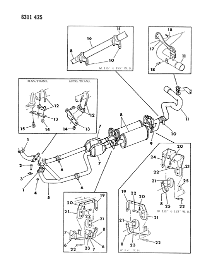 1987 Dodge D150 Exhaust System Diagram 1 - Thumbnail