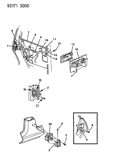 1993 Chrysler New Yorker Salon Door, Rear Shell, Handles & Locks Diagram