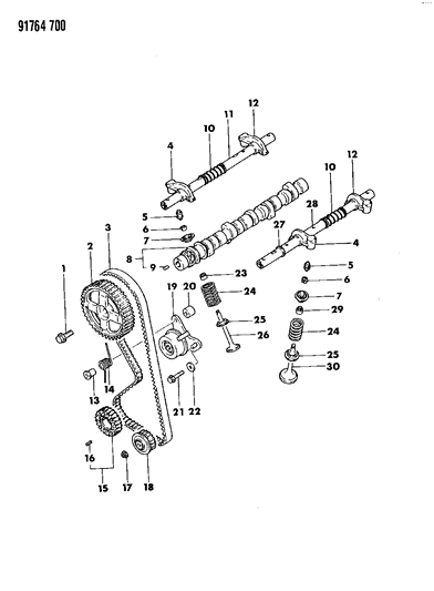 1991 Dodge Ram 50 Camshaft & Valves Diagram 1 - Thumbnail