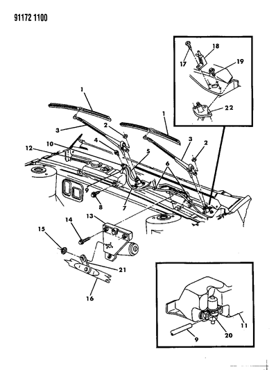 1991 Chrysler New Yorker Blade, Wiper Diagram for 4389429