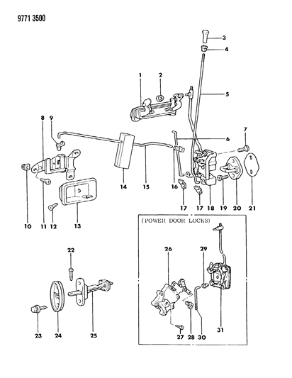 1989 Dodge Raider Cushion, Rear Door Inside Handle Rod Diagram for MB134382