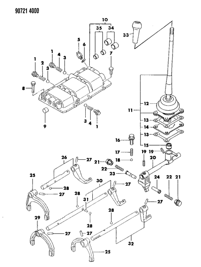 1990 Dodge Ram 50 Control, Shift Diagram 2 - Thumbnail