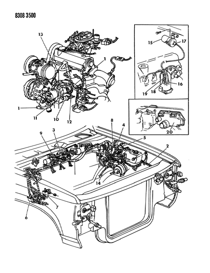 1989 Dodge Dakota Wiring - Engine - Front End & Related Parts Diagram 1 - Thumbnail