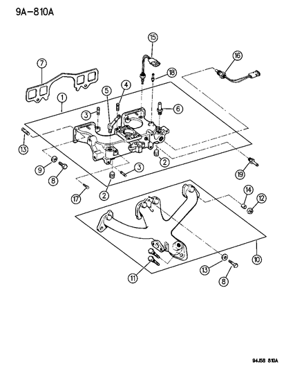 1995 Jeep Wrangler Manifolds - Intake & Exhaust Diagram 1 - Thumbnail