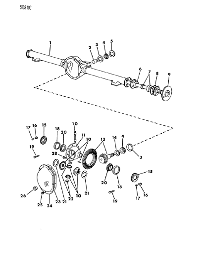 1985 Dodge Diplomat Axle, Rear, With Differential And Carrier Diagram 1 - Thumbnail