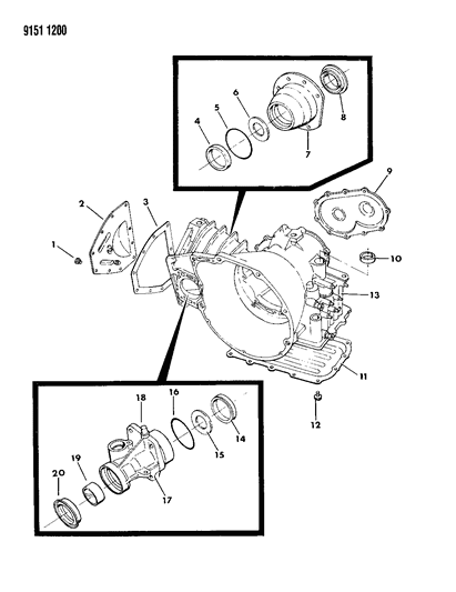 1989 Chrysler LeBaron GTC Case, Extension And Retainer Diagram