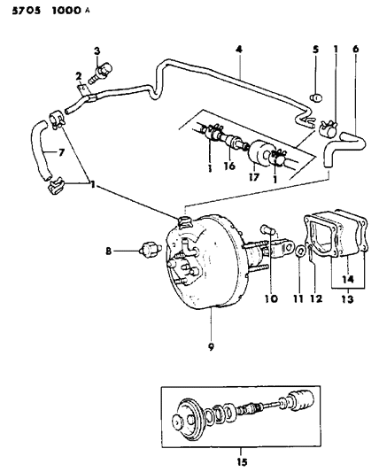 1986 Dodge Ram 50 Booster, Power Brake Diagram 1 - Thumbnail