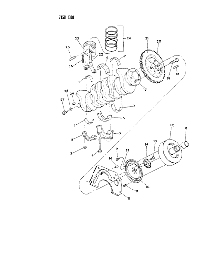 1987 Dodge Aries Crankshaft , Pistons And Torque Converter Diagram 1 - Thumbnail
