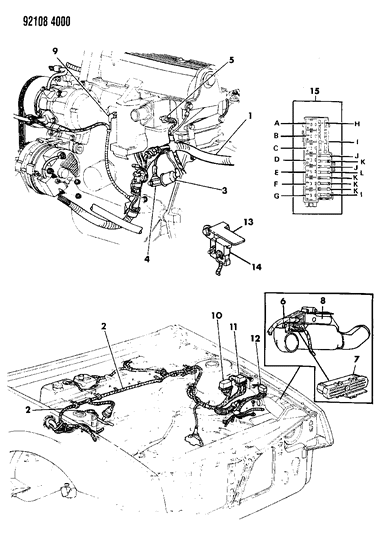 1992 Chrysler LeBaron GTC Wiring - Engine - Front End & Related Parts Diagram