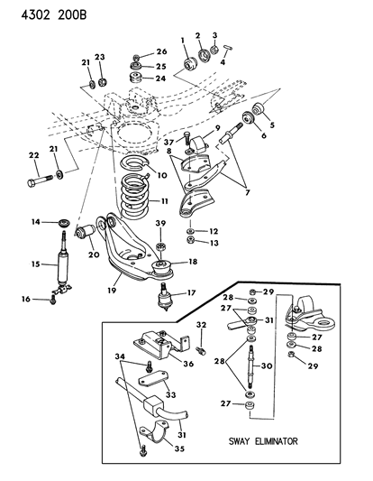 1984 Dodge Ram Van Strut Bar Front Bushing, Lower Diagram for 3898974