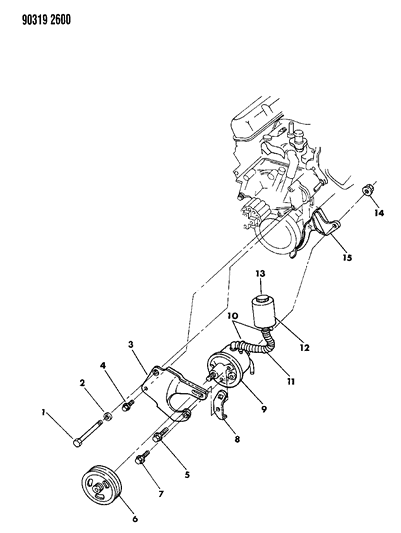 1993 Dodge Ram Wagon Pump Mounting - Power Steering Diagram 1 - Thumbnail