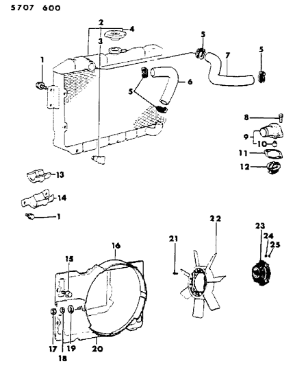 1986 Dodge Conquest Radiator & Related Parts Diagram 2 - Thumbnail