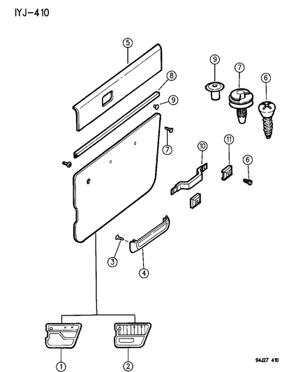 1994 Jeep Wrangler Pull Strap, Front Diagram for 5AE50KXA
