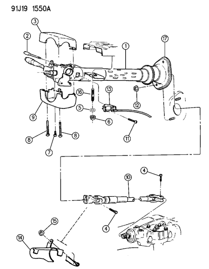 1993 Jeep Grand Cherokee Column Assembly Clip Diagram for 5274178