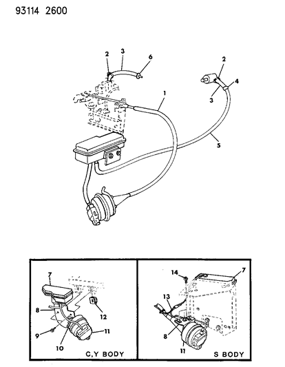 1993 Dodge Grand Caravan Vacuum Reservoir Diagram for 53008013