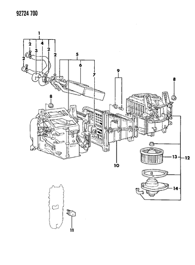 1992 Dodge Colt Blower Motor Diagram for MB609479