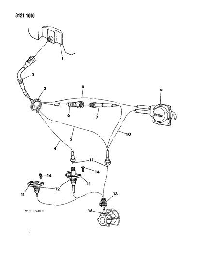 1988 Chrysler LeBaron Base Cables And Pinion, Speedometer of Manual Transmission Diagram