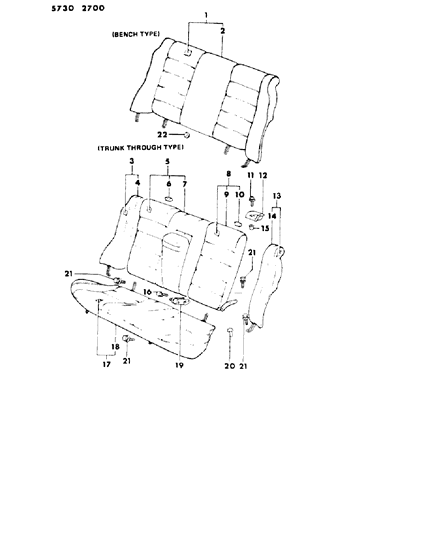 1985 Dodge Colt Rear Seat Diagram 2 - Thumbnail