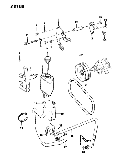 1991 Jeep Comanche Pump Mounting - Power Steering Diagram 1 - Thumbnail