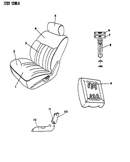 1987 Dodge Shadow Front Seat Diagram 2 - Thumbnail