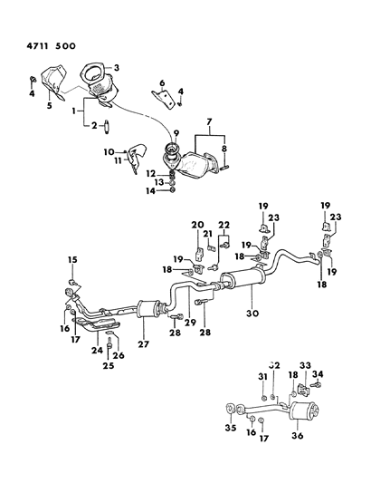 1984 Dodge Ram 50 Exhaust System Diagram 1 - Thumbnail