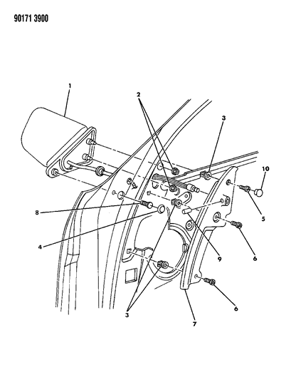 1990 Dodge Dynasty Mirror Assembly, Black Diagram for 4299775